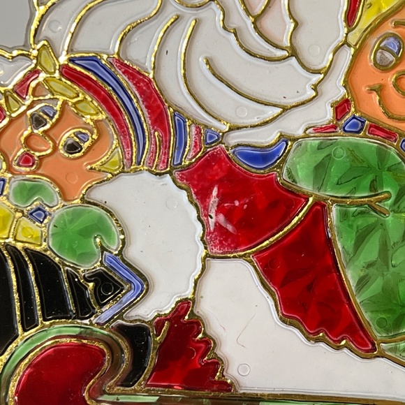 Vintage Plastic Christmas Stained Glass Suncatcher Giftco Set Of 3 with 8” Tall - Picture 10 of 14